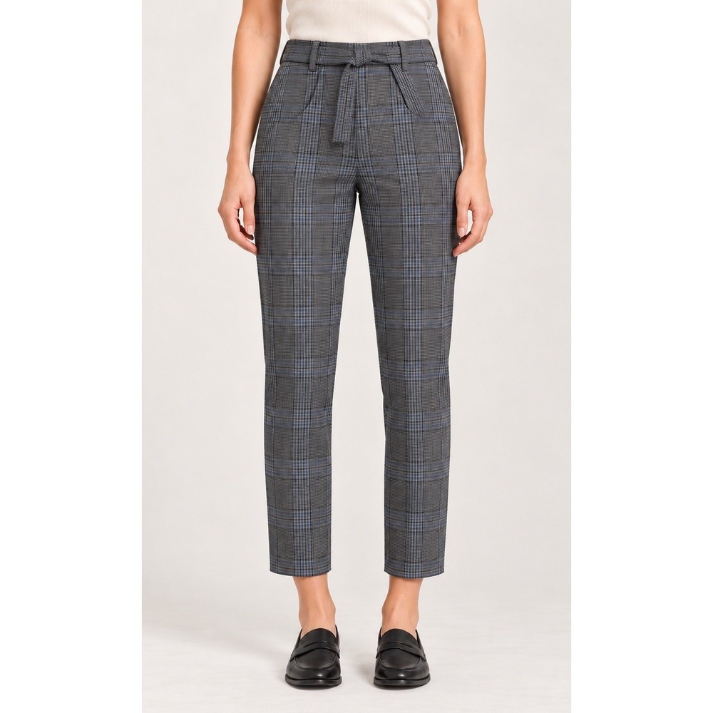 Aritzia Wilfred Plaid Cropped Pants Women's Size 0 Gray Blue 26" Inseam